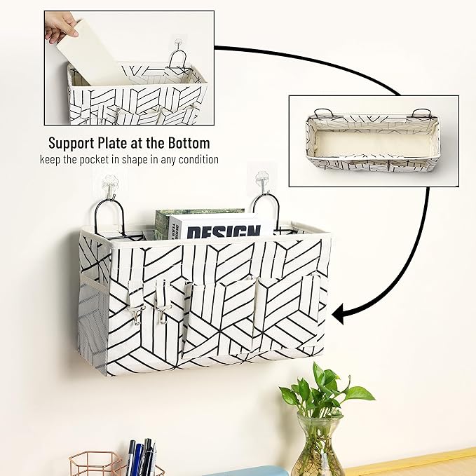 2pcs Large Wall Hanging Storage Bag, Door Closet Linen Fabric Pockets Organizer, Waterproof for Living Room Bedroom Bathroom Kitchen Office RV Camper with Hooks White-NeatNest