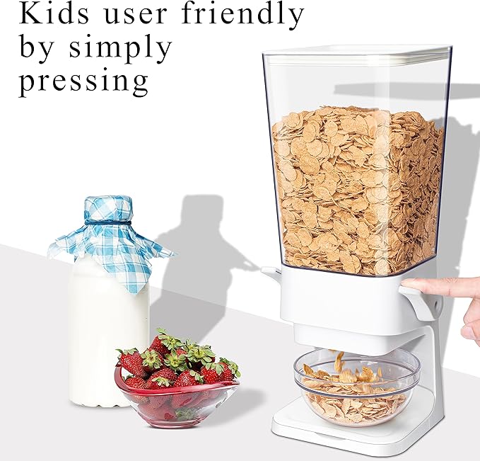 Cereal Dispenser Countertop, 5L Cereal Containers Storage Dispenser for Pantry, Large Dry Food Cereal Dispenser, Not Easy to Crush Cereal, Can Hold Oatmeal, Snack, Grain, Pet Food (White, 2Pc)-NeatNest