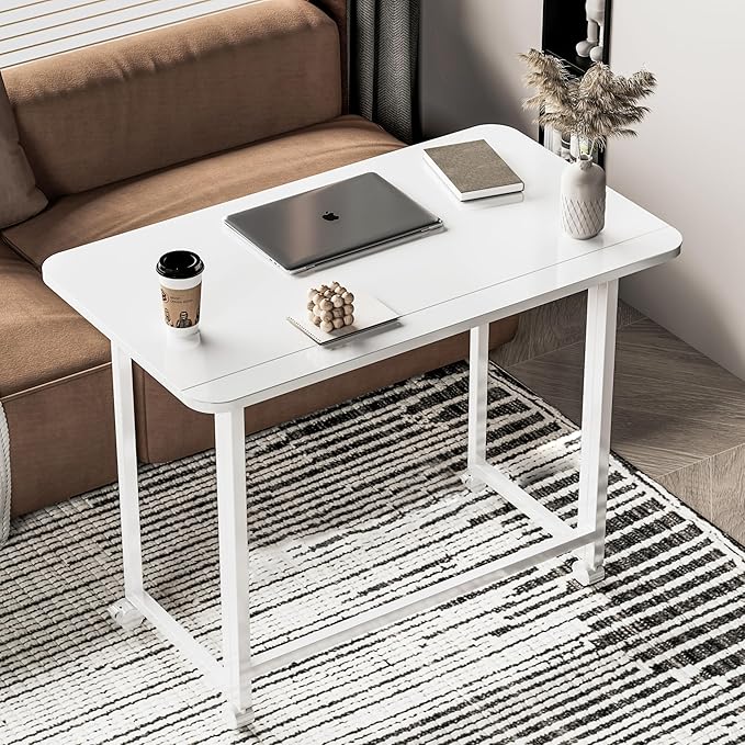 Folding Desk,Not Require Assembly,Small Foldable Desk 31.5" for Small Spaces,Space Saving Computer Table Writing Workstation for Home Office,White-NeatNest