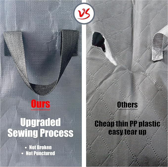 Cosy Family 6 Pack 90L Heavy Duty Extra Large Moving Bags with Reinforced Handle - Strong Handles & Zippers, Storage Totes For Space Saving, Fold Flat, Alternative to Moving Box, Grey-NeatNest