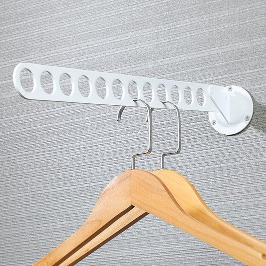 Alise Wall Mounted Clothes Drying Racks with 12 Hanging Holes,Adjustable Clothes Hanger Rack Space Saving for Laundry Closet Bathroom Bedroom,Stainless Steel Garment Racks,White