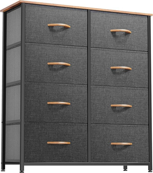 DWVO Dresser for Bedroom, Fabric Dresser with 8 Drawers, Tall Double Drawer Chest of Drawers for Closet, Living Room, Sturdy Steel Frame, Wooden Top, Easy Pull Handle-NeatNest