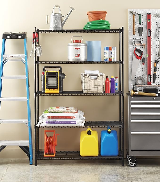 Whitmor Supreme 5 Tier Adjustable Shelving - 500 Pound Weight Capacity Per Shelf - Leveling Feet-NeatNest