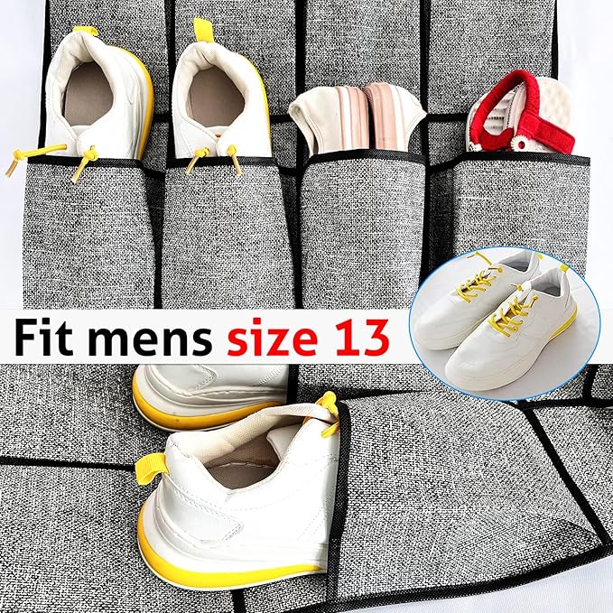 Over the Door Shoe Organizer,Hanging Shoe Rack Organizer for Closet Door,48 Pockets Shoe Storage Holder Zapateras Organizer for Kids Shoes,Flip Flops,Underwear,Socks,Cruise Essentials,Black,Set of 2-NeatNest