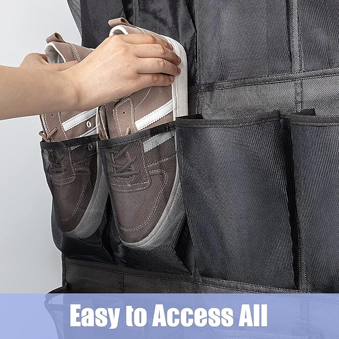 Tiblue Over The Door Shoe Organizers 35 Mesh Pockets Hanging Shoe Organizer Shoe Rack For Closet Entryway Bedroom Bathroom Pantry Shoe Holder, Men Sneakers, Women High Heeled Shoes, Flip Flops Black-NeatNest