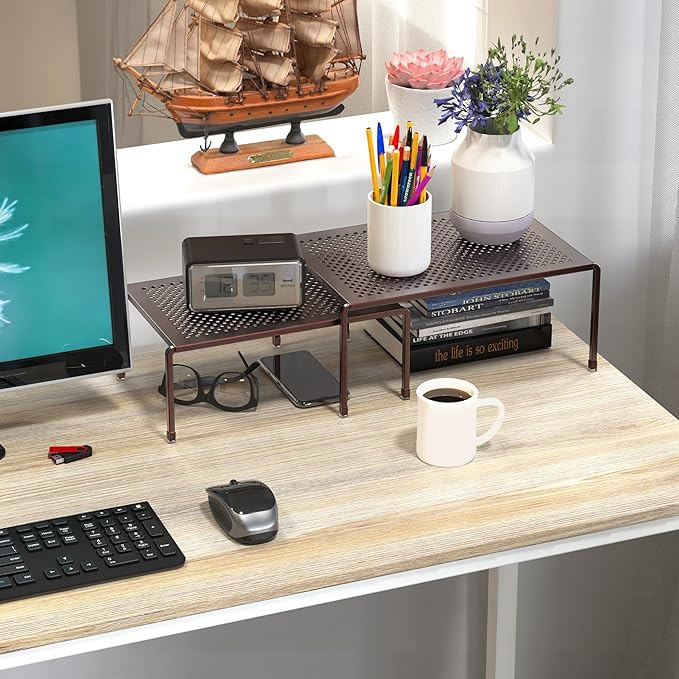 Deco Brothers Expandable Cabinet Shelf Organizer for Kitchen Cabinet and Counter, Bronze-NeatNest