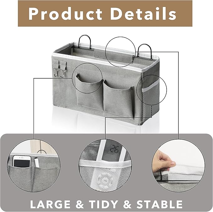 2pcs Hanging Baskets for Organizing,Fabric Wall storage Basket,Wall Organizer for Closet,Kitchen, Bedroom, Office, RV Camper,Locker (Gray)-NeatNest