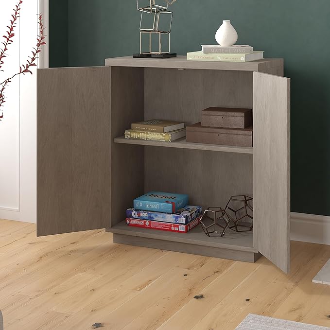 Henn&Hart 28" Wide Rectangular Accent Cabinet in Gray, for Home, Living Room, Bedroom, Entertainment Room, Office