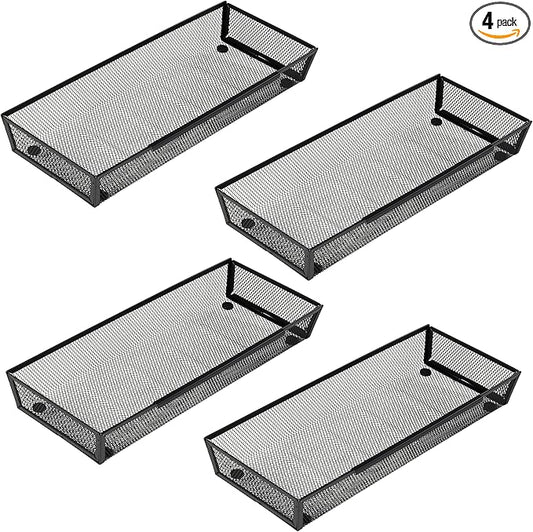 ihomecooker Mesh Tray Silverware Drawer Organizer Utensil Cutlery Tray Office Supplies Organizer for Flatware, Knives,Home,Office, School,Bedroom 15X6'' Black-NeatNest