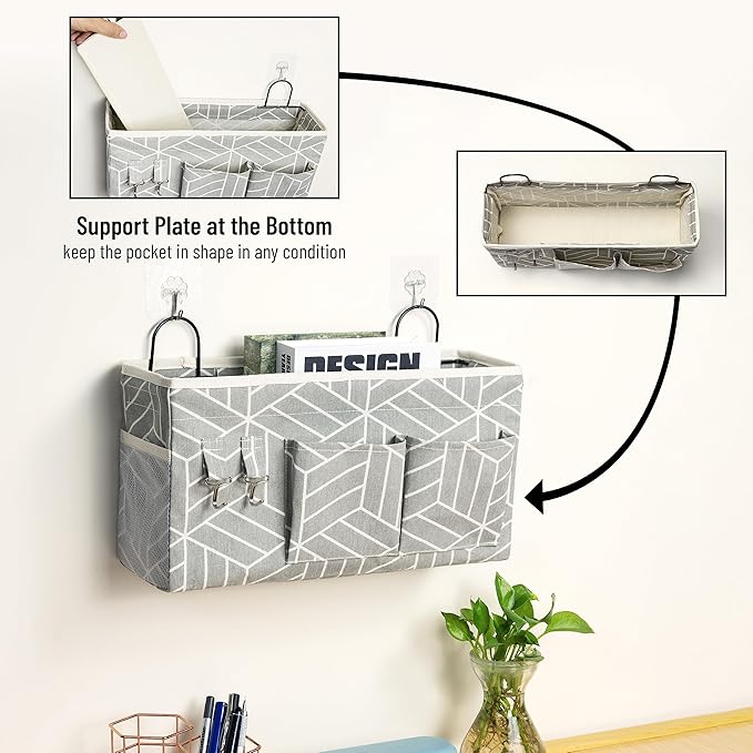 2pcs Large Wall Hanging Storage Bag, Door Closet Linen Fabric Pockets Organizer, Waterproof Multi Functional for Living Room Bedroom Bathroom Kitchen Office RV Camper with Hooks Grey-NeatNest