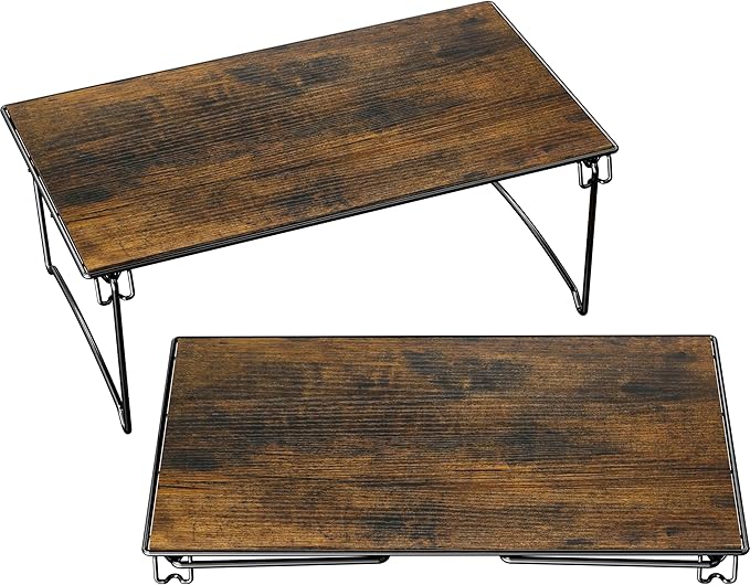 Deco Brothers Stackable Cabinet Shelf, 2 Pack, Rustic Brown-NeatNest