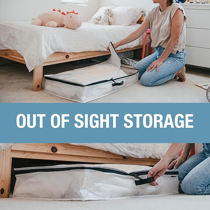 CleverMade Under Bed Storage Bag - Collapsible Storage for Shoes and Clothes Easy Use - Heavy Duty Utility Bag Home-NeatNest