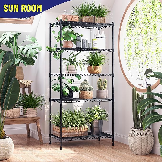 1010LBS Storage Shelves Adjustable Metal shelving Unit 5 Tier Wire Shelving, Pantry Shelves Sturdy Steel Wire Shelf for Laundry Bathroom Kitchen Pantry Closet, 13.8"D x 22.4"W x 60"H, 3PCS
