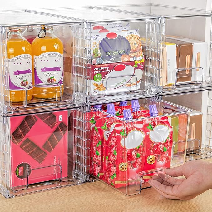 Vtopmart 2 Pack Large Stackable Storage Drawers,Clear Acrylic Drawer Organizers with Handles, Easily Assemble for Bathroom,Kitchen Undersink,Cabinet,Closet,Makeup,Pantry organization and Storage-NeatNest