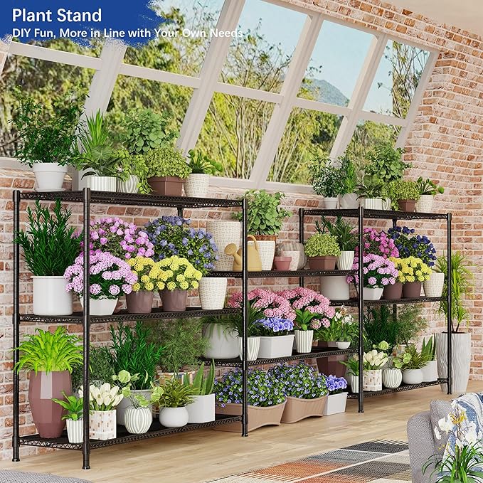 GIOTORENT 59.6" W x 24" D x 72.2" H Heavy Duty Storage Shelves, 2000LB Capacity Metal Shelving with 1IN Adjustable Height, Garage Shelving for Home, Warehouse & Commercial Use, Black