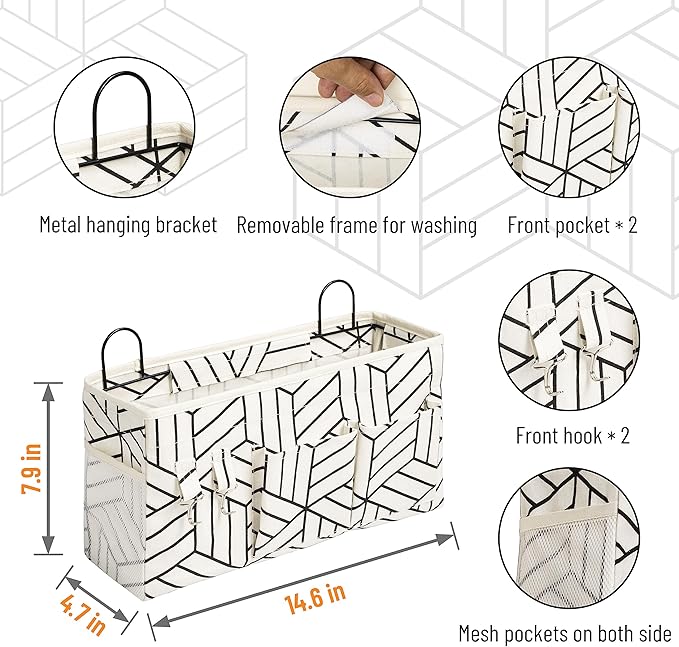 2pcs Large Wall Hanging Storage Bag, Door Closet Linen Fabric Pockets Organizer, Waterproof for Living Room Bedroom Bathroom Kitchen Office RV Camper with Hooks White-NeatNest
