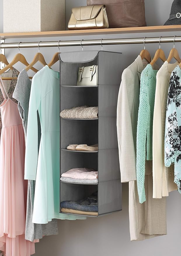 Whitmor 5 Section Closet Organizer - Hanging Shelves with Sturdy Metal Frame-NeatNest