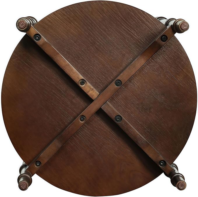 31.5'' Nesting Coffee Table Set of 2 and End Table, Solid Wood Round Nesting Coffee Table Fluted with Storage, Brown Modern Coffee Table Set for Living Room Office