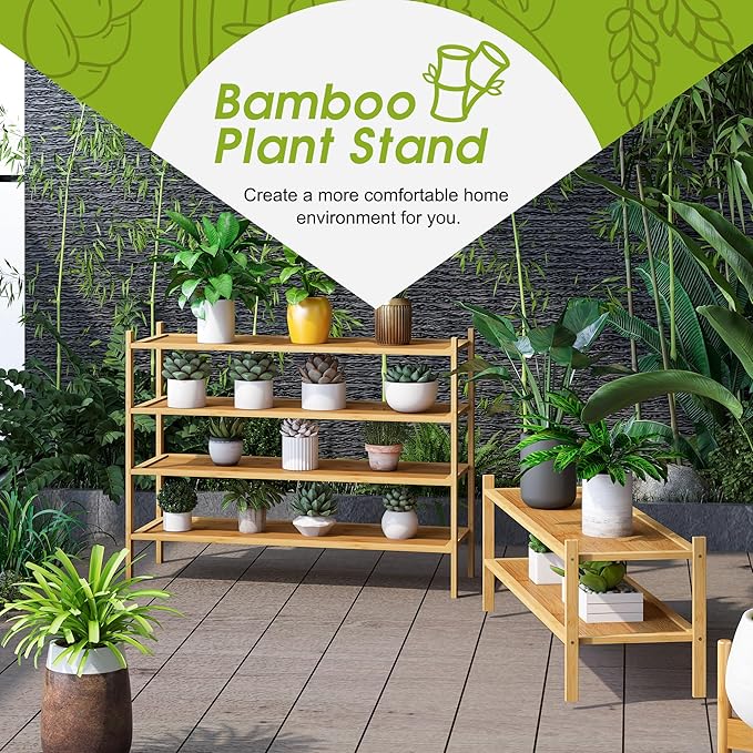 BMOSU 4-Tier Bamboo Extended Shoe Rack Premium Stackable Shoe Shelf Storage Organizer for Hallway Closet Living Room Entryway Organizer(Natural)-NeatNest