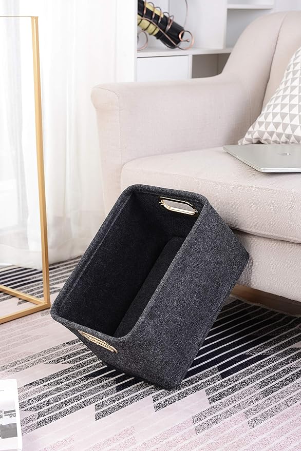 Collapsible Storage Bins Foldable Felt Fabric Storage Basket Organizer Boxes Containers with Handles Metal Handles for Nursery Toys,Kids Room,Clothes,Towels,Magazine-NeatNest