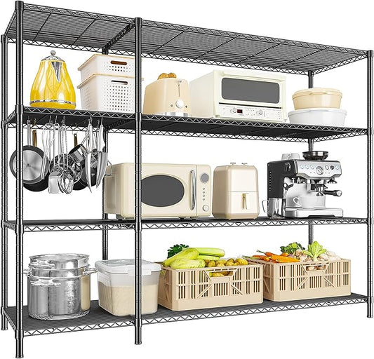 52.36''W Storage Shelves Metal Shelving Unit Load 1120LBS 4 Tier Wire Shelving for Storage Rack Adjustable Garage Shelving Heavy Duty for Pantry Kitchen Garage,52.36Wx13.78Dx59H-NeatNest