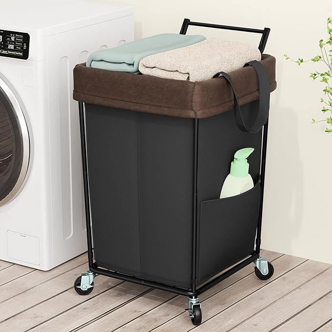 160L Laundry Hamper with Wheels and Handle, 2 Section Large Rolling Laundry Basket Bag with Wheels, Clothes Hamper Cart for Laundry, Bedroom, Bathroom and Dorm