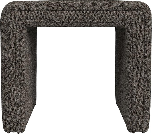 HomePop Modern Channel Tufted Ottoman Home Décor|Ottoman for Living Room & Bedroom - Dark Brown Boucle
