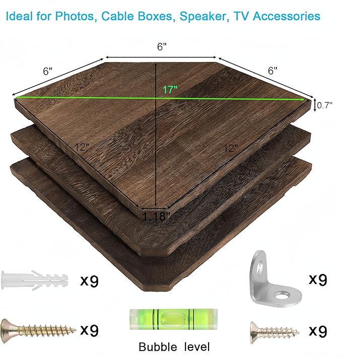 Joiishom Wood Corner Wall Shelves Set of 2, Solid Wood Corner Floating Shelves, Round End Wall Mounted Floating Corner Shelf for Bedroom, Living Room and Kitchen. (Brown-12 inch)-NeatNest