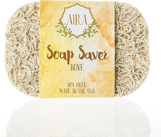 Aira Soap Saver - Soap Dish & Soap Holder Accessory - BPA Free Shower & Bath Soap Holder - USA Made - Drains Water, Circulates Air, Extends Soap Life - Easy to Clean, Fits All Soap Dish Sets - Bone-NeatNest