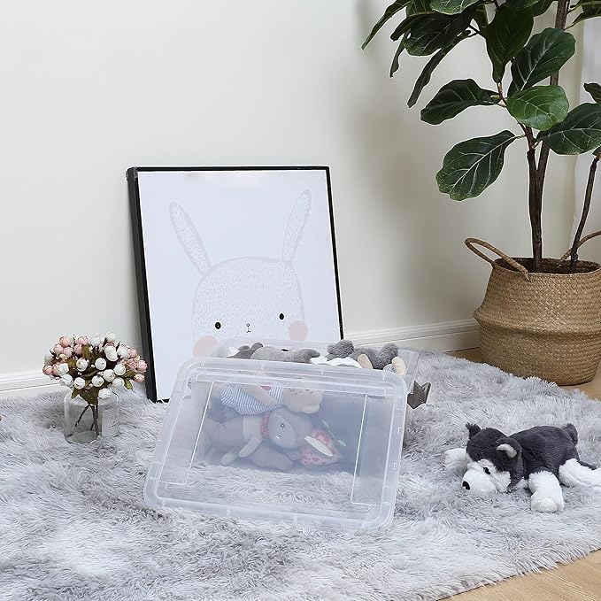 Citylife 17 QT Plastic Storage Bins with Latching Lids Stackable Storage Containers for Organizing Large Clear Storage Box for Garage, Closet, Kitchen, 8 Packs-NeatNest