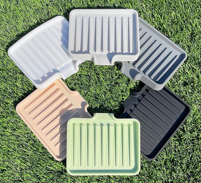 Happitasa Silicone Soap Dish Tray and Sponge Holder with Drain Chute, Pack of 2 | Bathroom and Kitchen Sink Organizer Caddy (Dark Chocolate, 5.2"x4", 7.2 Ounces)-NeatNest