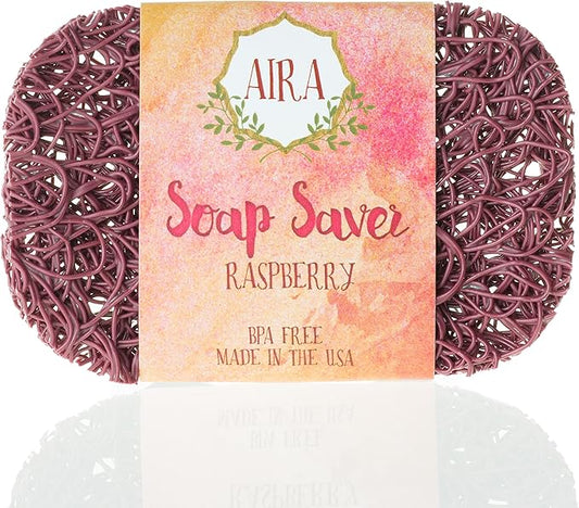 Aira Soap Saver - Soap Dish & Soap Holder Accessory - BPA Free Shower & Bath Soap Holder - USA - Drains Water, Circulates Air, Extends Soap Life - Easy to Clean, Fits All Soap Dish Sets - Raspberry-NeatNest