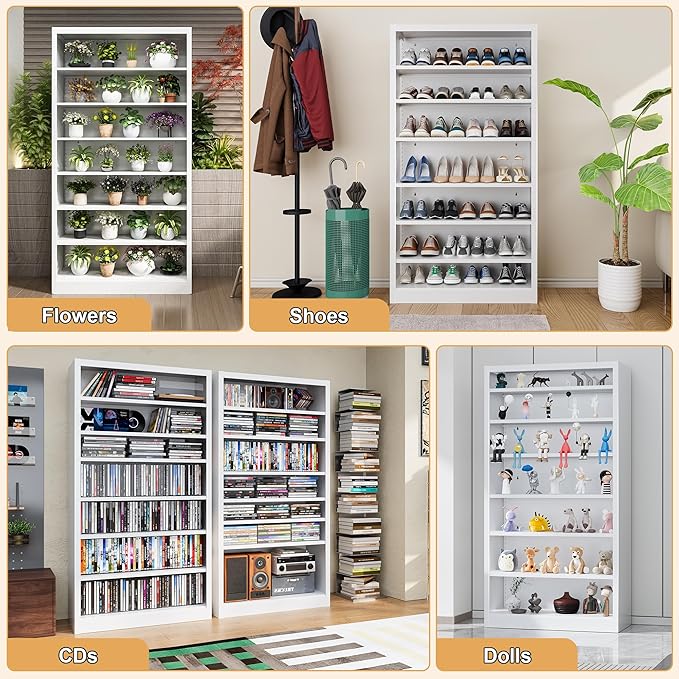 Shoe Cabinet,7 Tiers Heavy Duty Metal Freestanding Shoe Rack,55" Tall Shoe Cabinet with Open Storage for Entryway (White, 7 Tier-55 H*27.6" W*11.8" D)-NeatNest