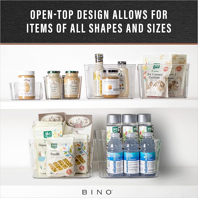 BINO | Plastic Storage Bins, Large - 2 Pack, Clear | THE SOHO COLLECTION | Pantry Organizers and Storage Containers | Fridge Organizer Bins | Kitchen Cabinet Organizer | Medicine Cabinet Bin-NeatNest
