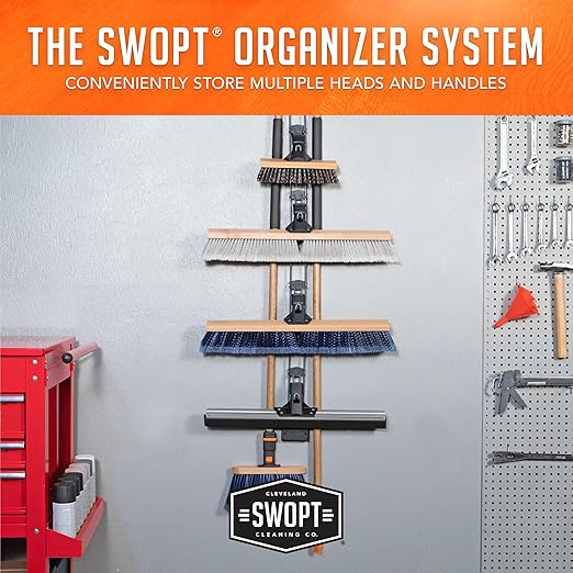 SWOPT 24” Premium Multi-Surface Push Broom Head — Indoor and Outdoor Push Broom — Cleaning Head Interchangeable with All SWOPT Cleaning Products for More Efficient Cleaning and Storage