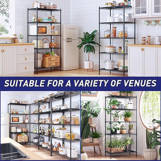 1010LBS Storage Shelves Adjustable Metal shelving Unit 5 Tier Wire Shelving, Pantry Shelves Sturdy Steel Wire Shelf for Laundry Bathroom Kitchen Pantry Closet, 13.8"D x 22.4"W x 60"H, 3PCS