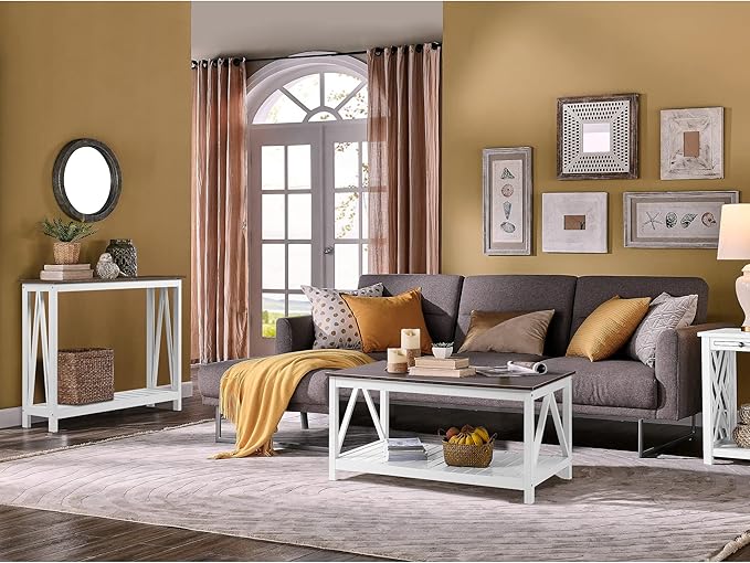 ChooChoo Farmhouse Console Table, Rustic Vintage Narrow Sofa Table for Entryway, Living Room, Hallway, 40 White-NeatNest