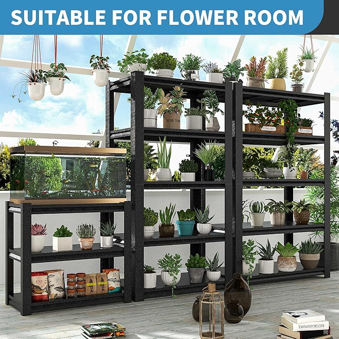 31.5" H Metal Storage Shelving, 1500LBS Heavy Duty Shelves Unit, Adjustable 3 Tier Storage Rack, Industrial Utility Shelf for Garage, Warehouse, Bedroom, Kitchen,18" D×34“W×31.5”H, Black-NeatNest