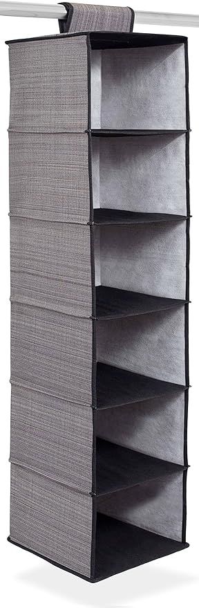 Internet's Best Hanging Closet Organizer - 6 Shelf - Clothing Sweaters Shoes Accessories Storage - Grey-NeatNest