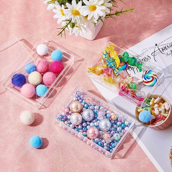 Blulu 8 Pieces Clear Acrylic Plastic Jewelry Box Mini Storage Box Mini Cube Containers with Lids for Candy Pill and Tiny Jewelry(Rectangle,4.3 x 2.7 x 1 Inch)-NeatNest