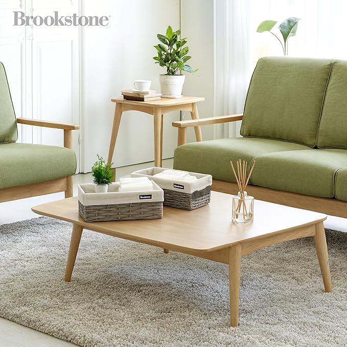 Brookstone Wicker Shelf Storage Basket Decorative Shelf Bin, bathroom organizers and storage, Boho Living Room Decor, Summer Storage 2025-2 Piece Set-NeatNest