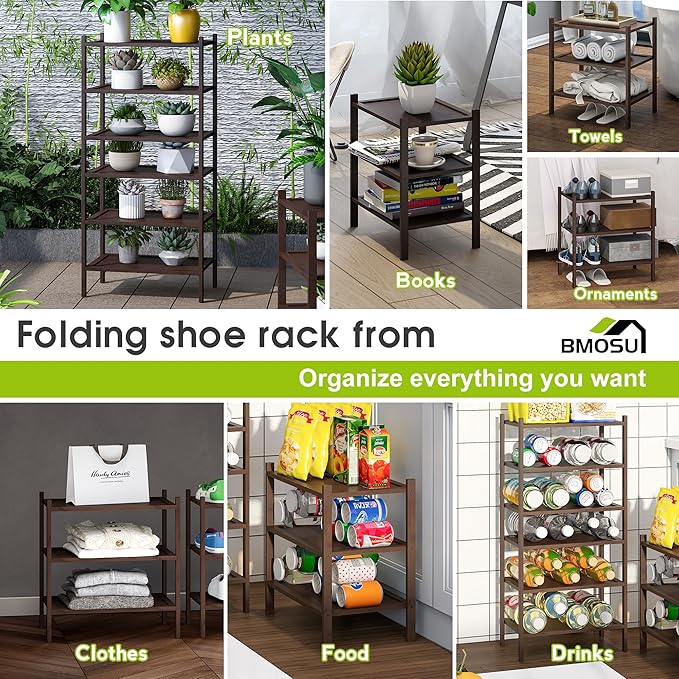 BMOSU 3-Tier Bamboo Small Shoe Rack Premium Stackable Shoe Shelf Storage Organizer for Hallway Closet Living Room Entryway Organizer(Brown)-NeatNest