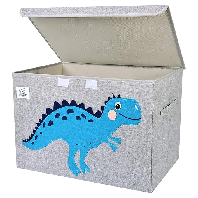 CLCROBD Foldable Large Kids Toy Chest with Flip-Top Lid, Collapsible Fabric Animal Toy Storage Organizer/Bin/Box/Basket/Trunk for Toddler, Children and Baby Nursery (Dinosaur)-NeatNest