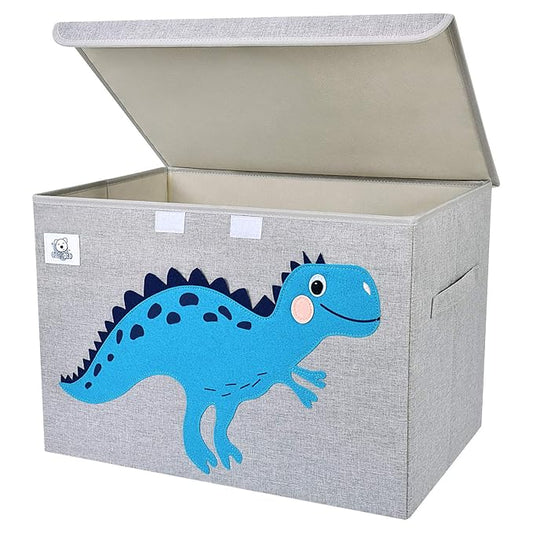 CLCROBD Foldable Large Kids Toy Chest with Flip-Top Lid, Collapsible Fabric Animal Toy Storage Organizer/Bin/Box/Basket/Trunk for Toddler, Children and Baby Nursery (Dinosaur)-NeatNest