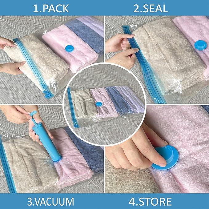 20 Pack Vacuum Storage Bags with Pump, Space Saver Vacuum Storage Bags, Vacuum Seal Bags for Clothing, Comfoters, Pillows, Blanket, Bedding-NeatNest