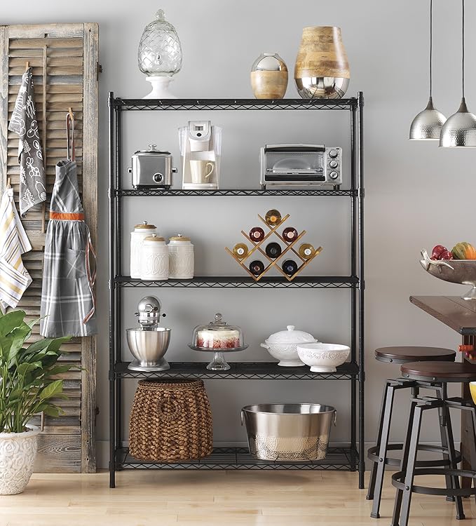 Whitmor Supreme 5 Tier Adjustable Shelving - 500 Pound Weight Capacity Per Shelf - Leveling Feet-NeatNest