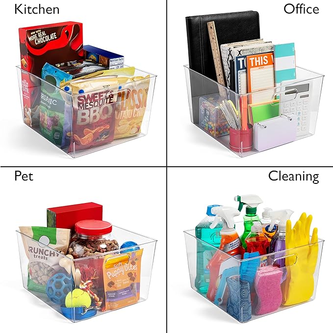ClearSpace XL Clear Plastic Storage Bins - 2 Pack for Kitchen Cabinet and Fridge Organization-NeatNest