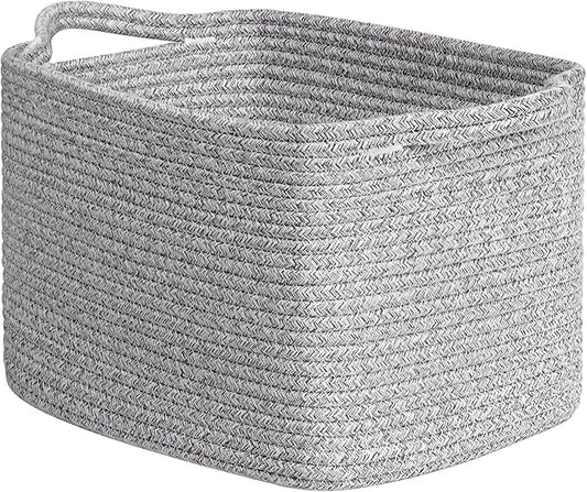 INDRESSME Woven Storage Basket, Multi-Use Organizer for Bathroom, Storage Bin for Baby Nursery & Laundry, Rope Basket for Toys & Diapers, Grey, 13 x 10 x 9 Inches