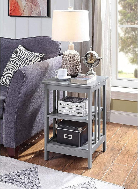 Convenience Concepts Mission End Shelves Table, Gray-NeatNest