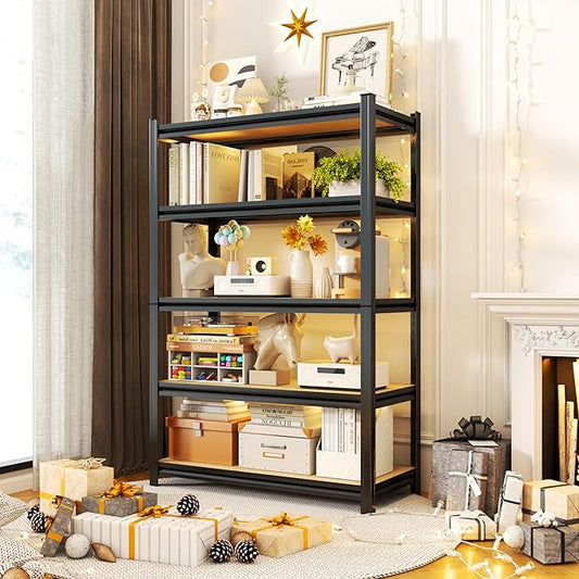 Bookshelf, 5 Tier Bookshelves, Tall Book Shelf For CDs/Movies/Books, Bookcase Shelf Storage Organizer, Wooden Book Shelf For Bedroom/Living Room/Home, Modern Light Brown (wooden-72"H*35.4"W*15.8"D)-NeatNest